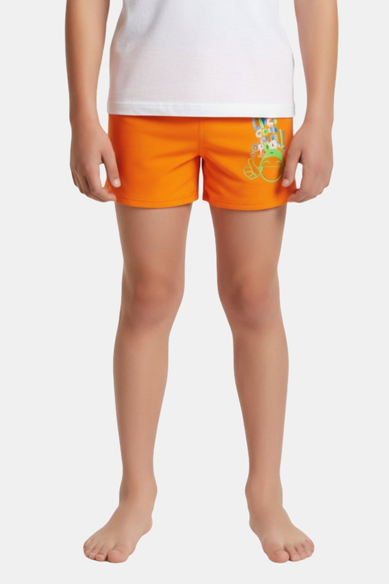 arena Kids Boy Brand Logo Swimwear Brief, Orange - Image 1